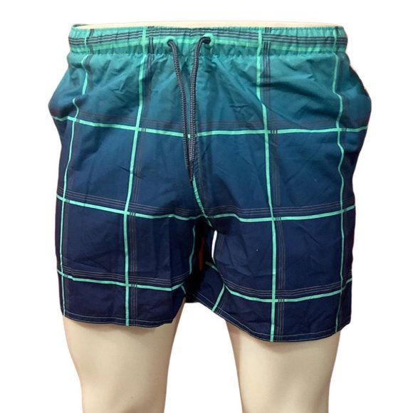 Jake Austin Other - Jake Austin Men's Turquoise/Blue Plaid Swim Trunks - Size Small - NWT